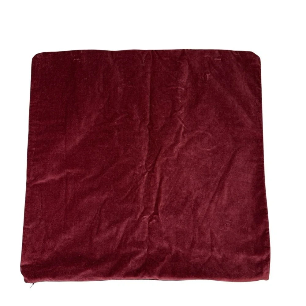 Pottery Barn Embroidered Fall Pillow Cover Velvet Floral 18x18 CottageCore Red